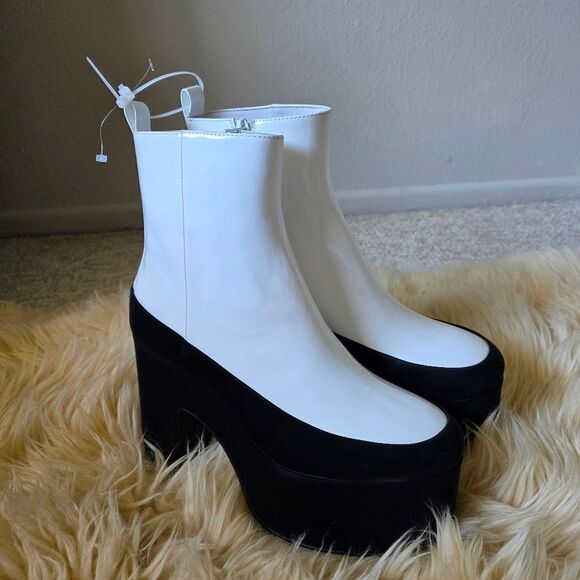 Free People Jeffrey Campbell Double Dare Patent Leather Heeled Platform Boots 9 - Picture 2 of 9